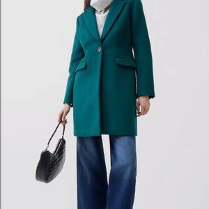 NWT Ann Taylor Chesterfield Coat Night Garden Green